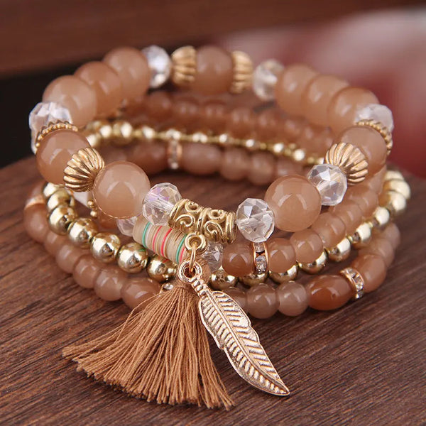 Bracelet multi cristaux et perles