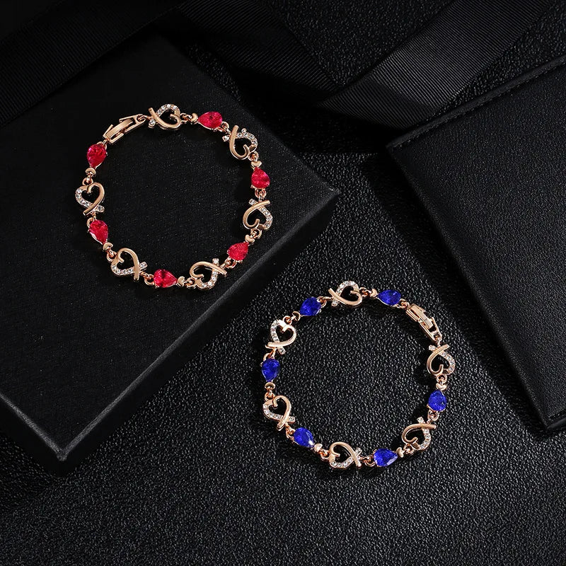 Crystal heart bracelets 3 colors