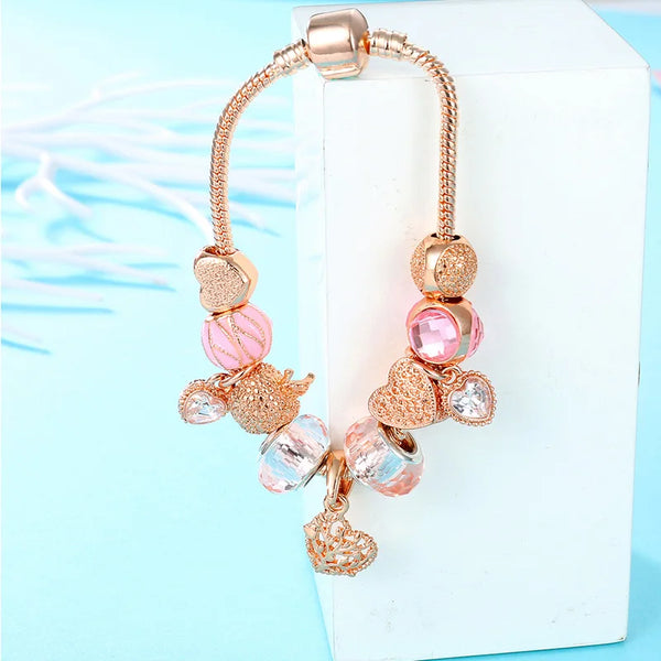 Pink heart charm bracelet