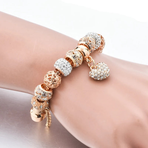 Luxury golden heart charm bracelet