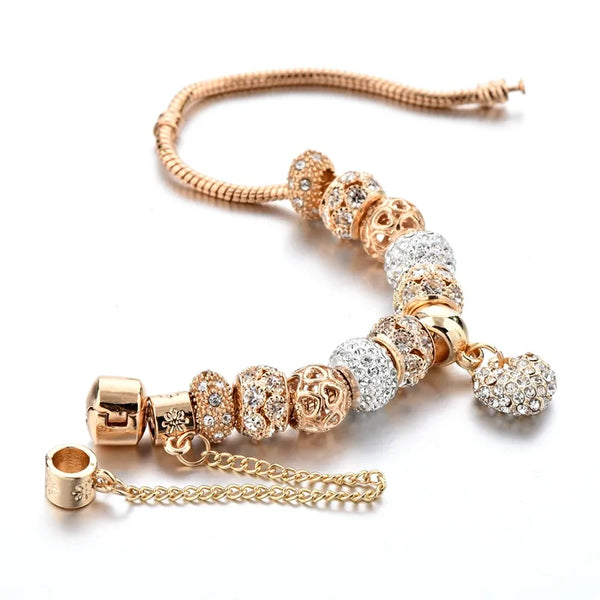 Luxury golden heart charm bracelet