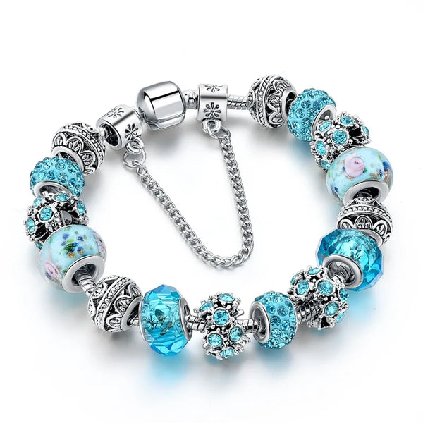 Bracelet Breloques cristaux bleu ciel