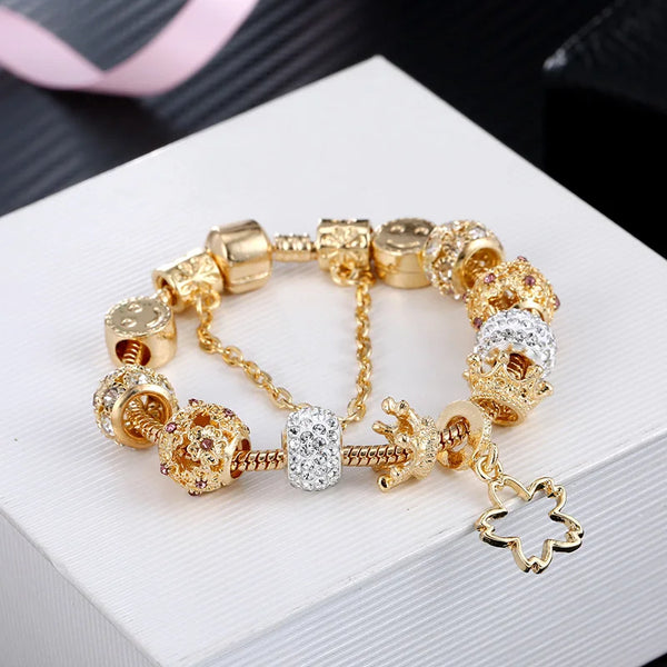 Golden clover charm bracelet