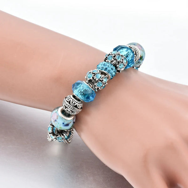 Bracelet Breloques cristaux bleu ciel
