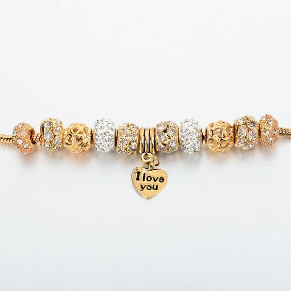 Gold I love you charm bracelet