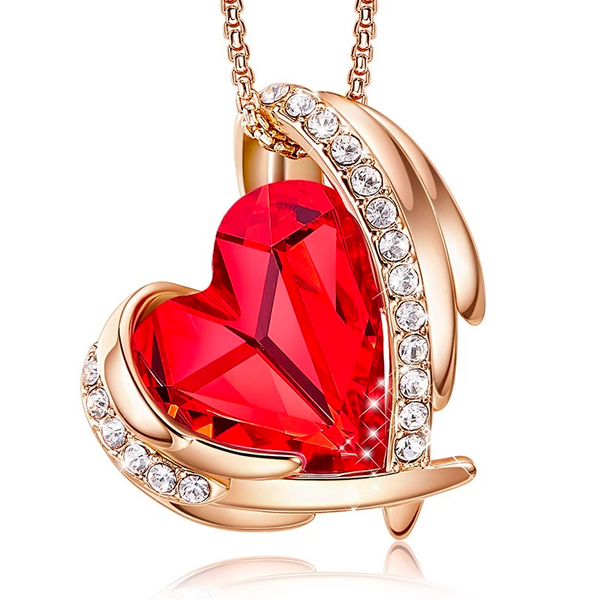 RED HEART SET, IN GOLD WITH SWAROVSKI® CRYSTALS