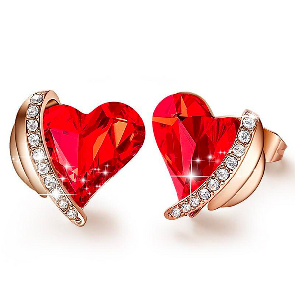 RED HEART SET, IN GOLD WITH SWAROVSKI® CRYSTALS