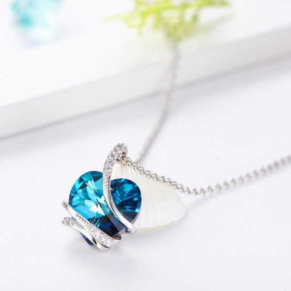 BLUE HEART NECKLACE WITH SWAROVSKI® CRYSTALS