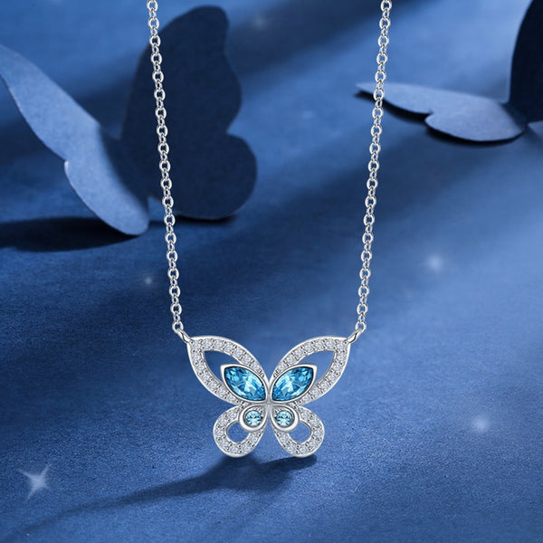 BUTTERFLY NECKLACE WITH CRYSTALS