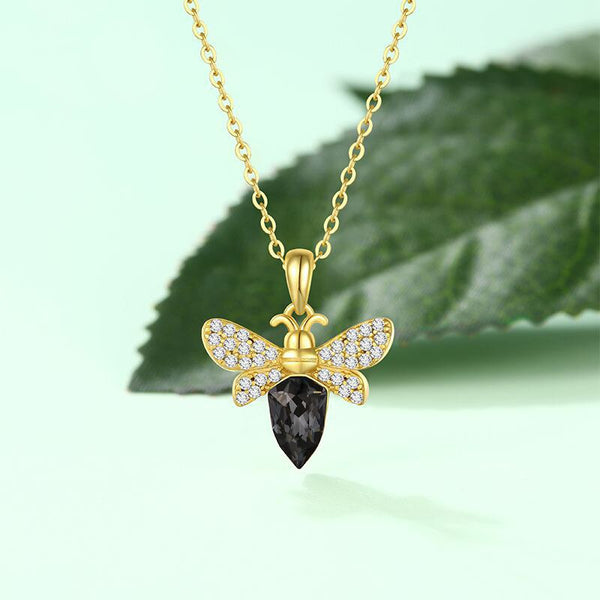 925 STERLING SILVER BEE NECKLACE WITH SWAROVSKI CRYSTALS