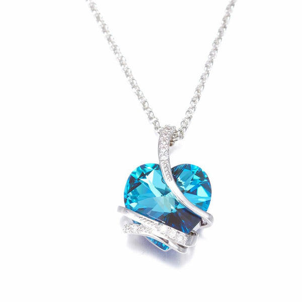 BLUE HEART NECKLACE WITH SWAROVSKI® CRYSTALS