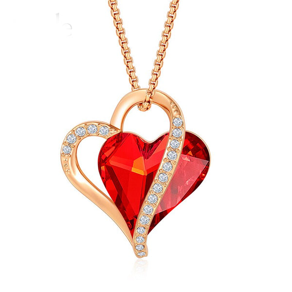 SWAROVSKI DOUBLE RED HEART NECKLACE