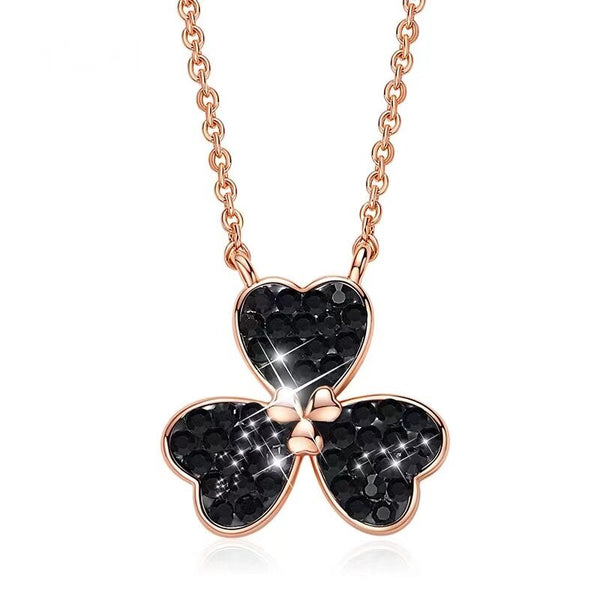 CLOVER NECKLACE IN ROSE GOLD AND SWAROVSKI CRYSTALS