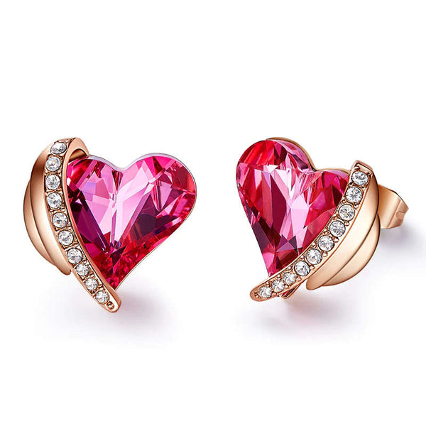 PINK HEART SET, IN GOLD WITH SWAROVSKI® CRYSTALS