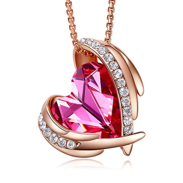 Schmuckset Herz in Rosa, aus Gold mit Swarovski®-Kristallen.